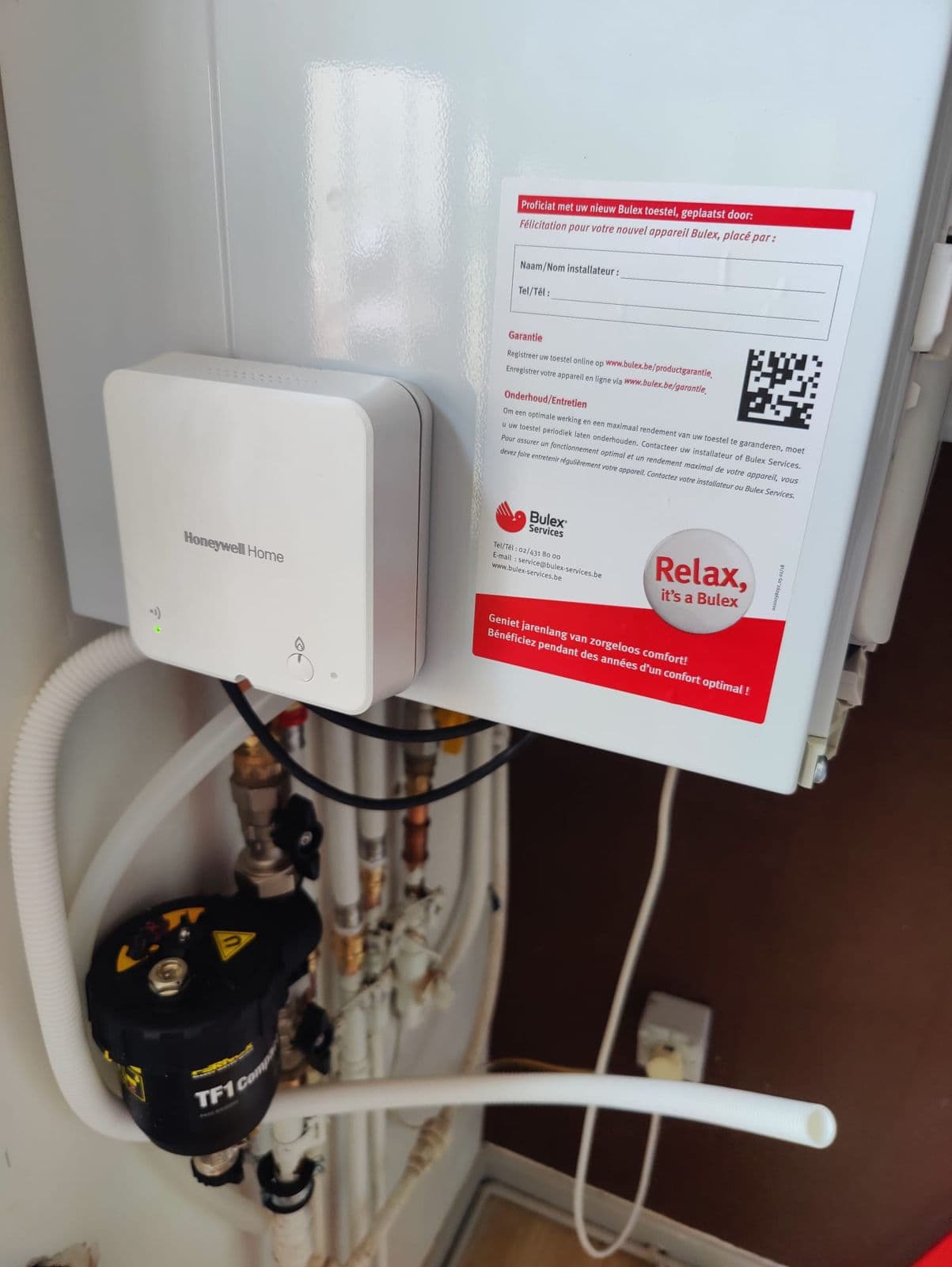 Chaudière Bulex avec thermostat Honeywell et filtre magnétique